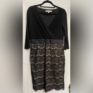 Evan-Picone black with lace bottom short cocktail dress size 14